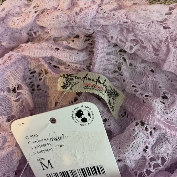 Free People Day & Night Lace Purple Lavender Crochet BodySuit Long Sleeve Top - Picture 12 of 12